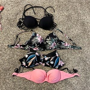 4 bathing suit tops 2-Shade & shore 1-hula Honey last one no name brand